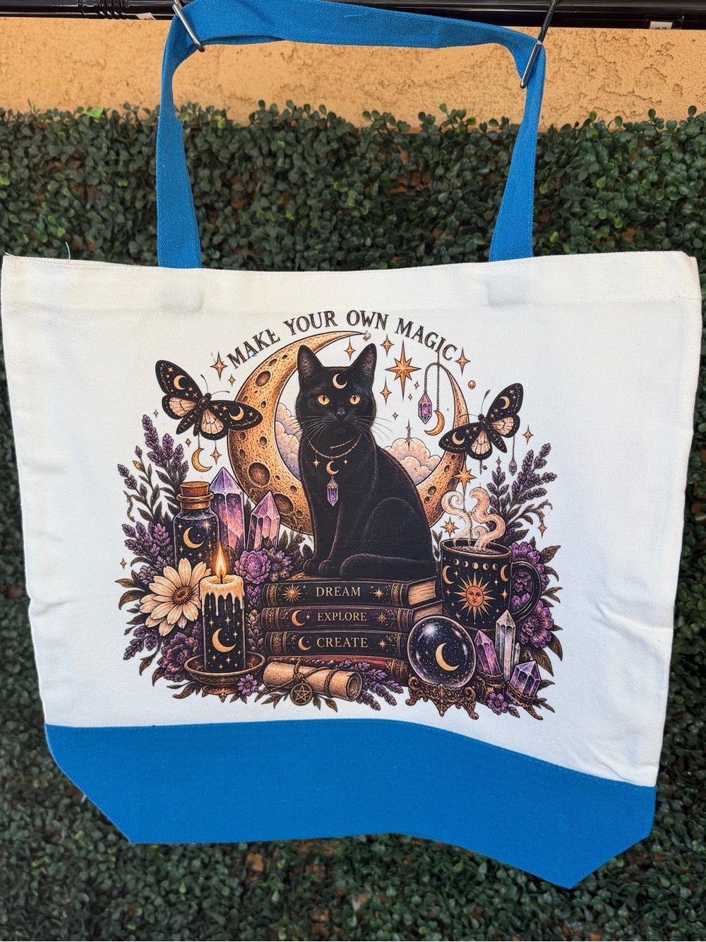 Double-Sided Celestial Black Cat Tote Bag